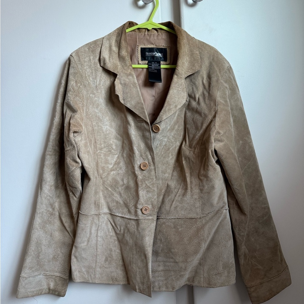 Brandon Thomas Beige Suede Blazer